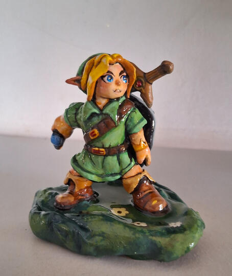 Pequeña figura de cerámica fría de "Link" de Zelda