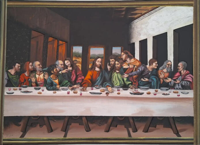 Acrílico sobre lienzo, practica de pintura con la obra "La última cena"